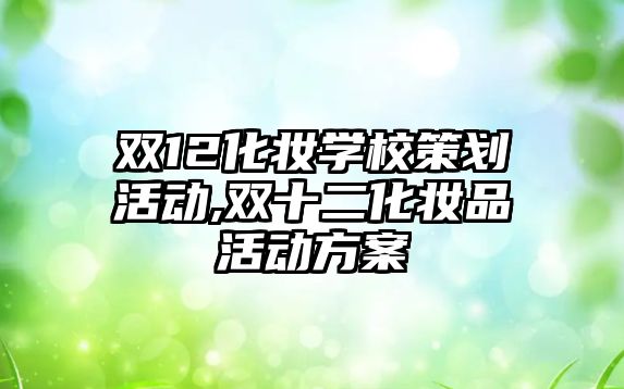 雙12化妝學(xué)校策劃活動,雙十二化妝品活動方案